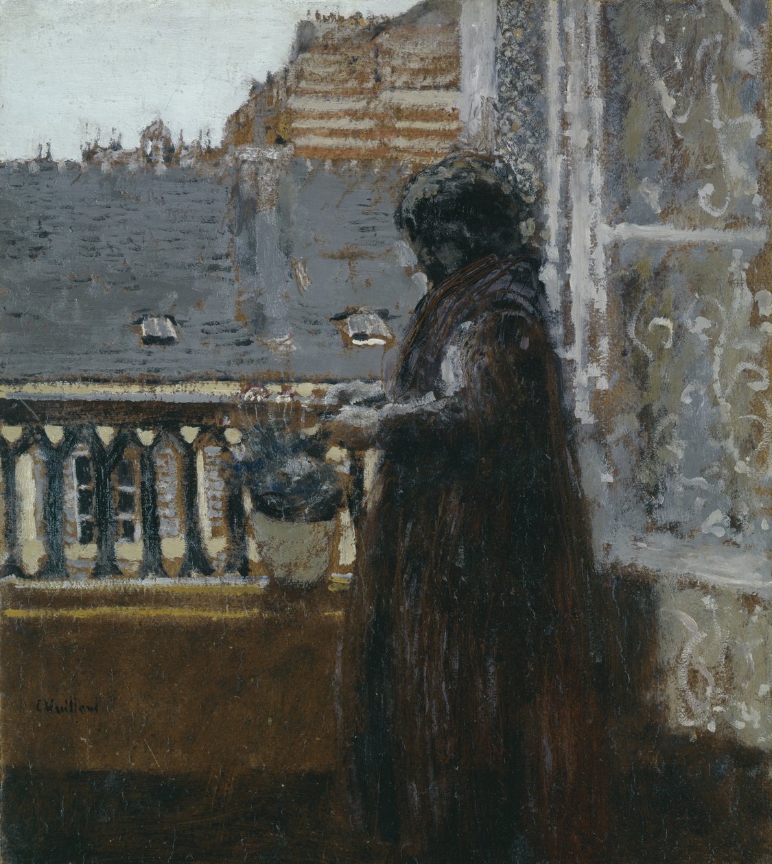 Madame Vuillard na jejím balkóně, kolem roku 1899 (panel) od Edouard Vuillard