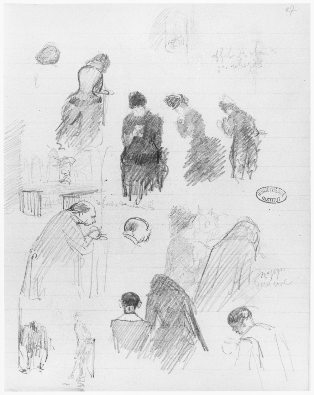 Strana skicáku, 1890-1940 (tužka na linkovaném papíře) od Edouard Vuillard