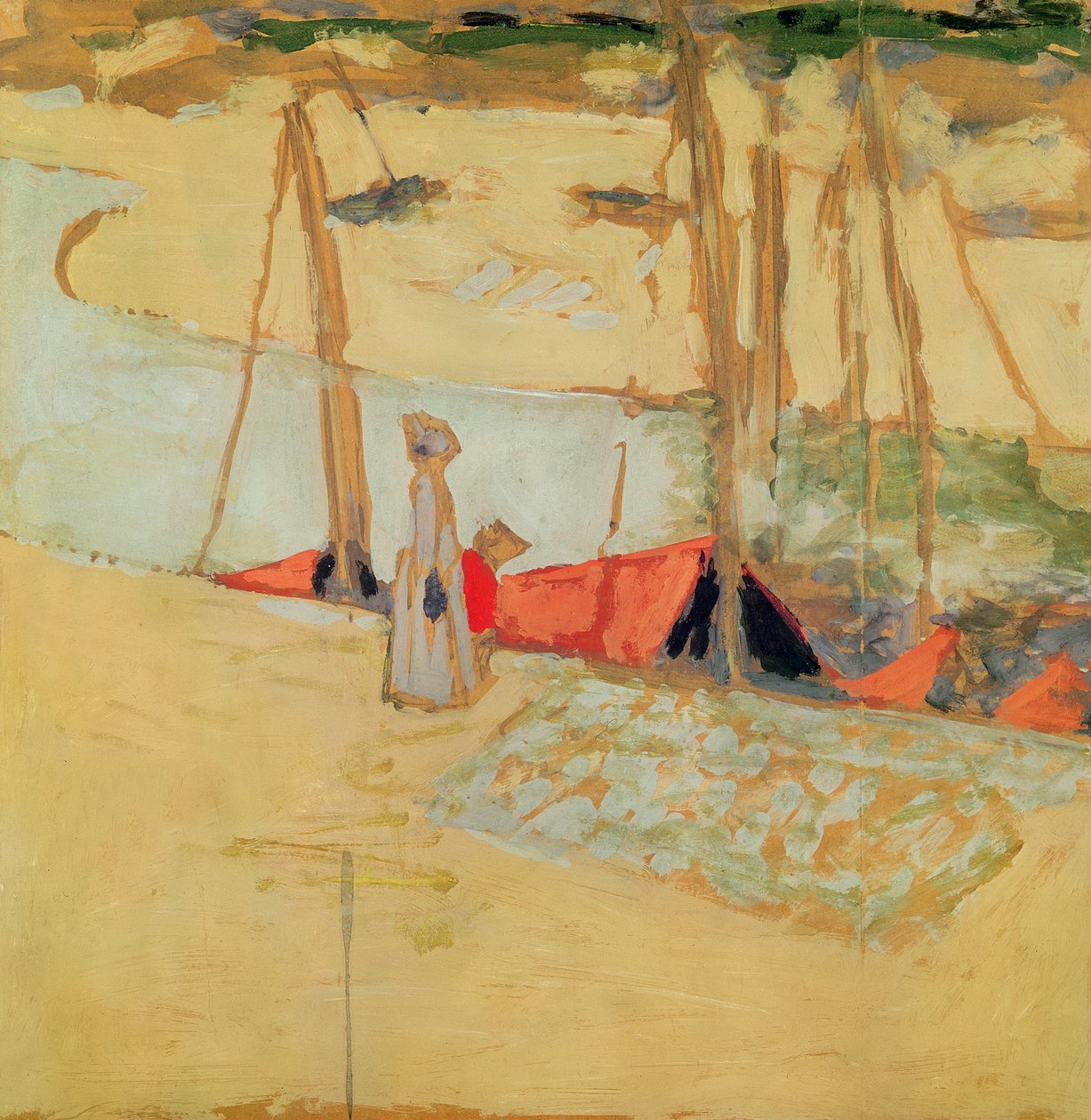 Promenáda v přístavu v Le Pouliguen, 1908 (distemper na kartě) od Edouard Vuillard