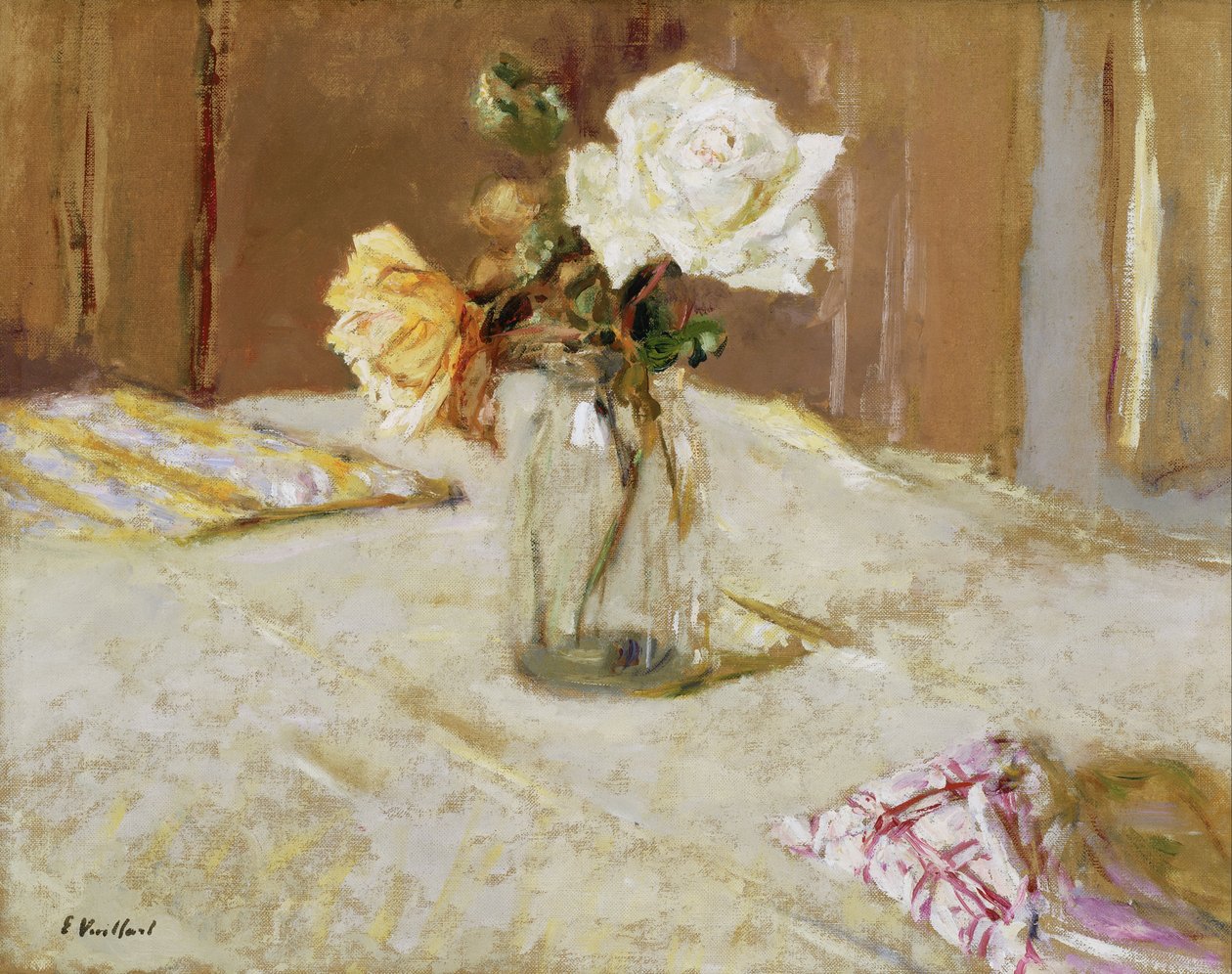 Růže ve skleněné váze od Edouard Vuillard