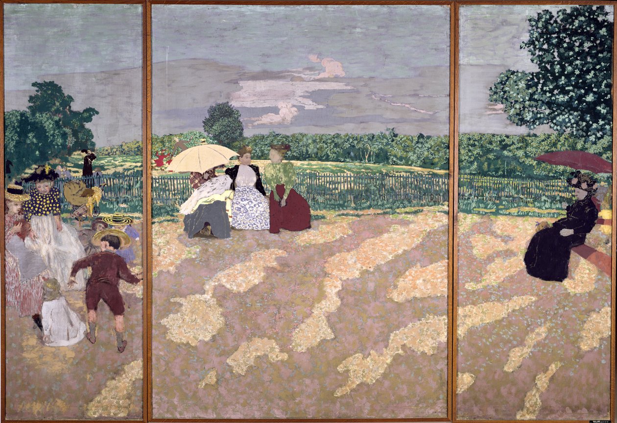 The Public Gardens: The Nurses, The Conversation and The Red Umbrella, 1894 (distemper na plátně) od Edouard Vuillard