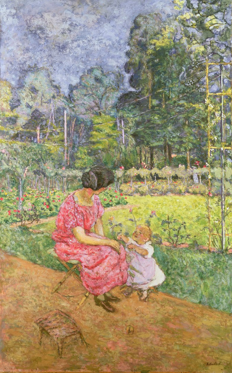 Žena a dítě v zahradě 88; od Edouard Vuillard