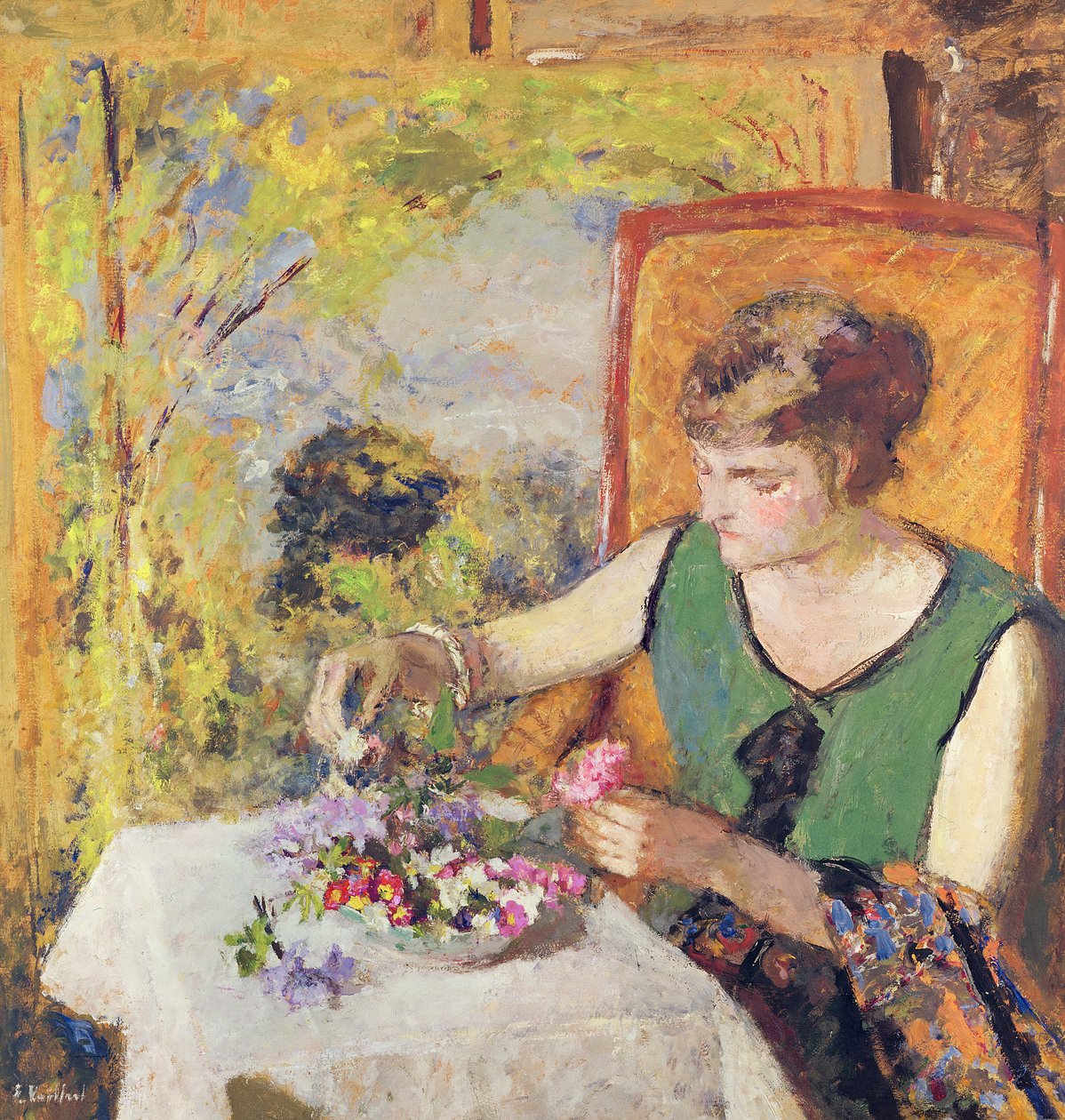 Žena s kyticí květin, 1925 od Edouard Vuillard