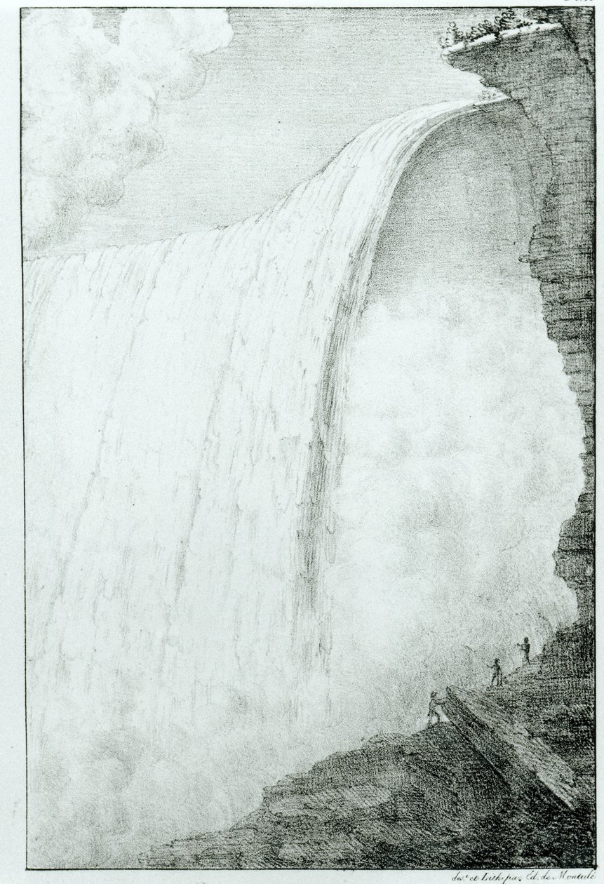 Niagarské vodopády, z „Kompendia map a pohledů na plavbu v Americe v Itálii na Sicílii a v Egyptě“ od de Montule, 1821 od Edouard de Montule