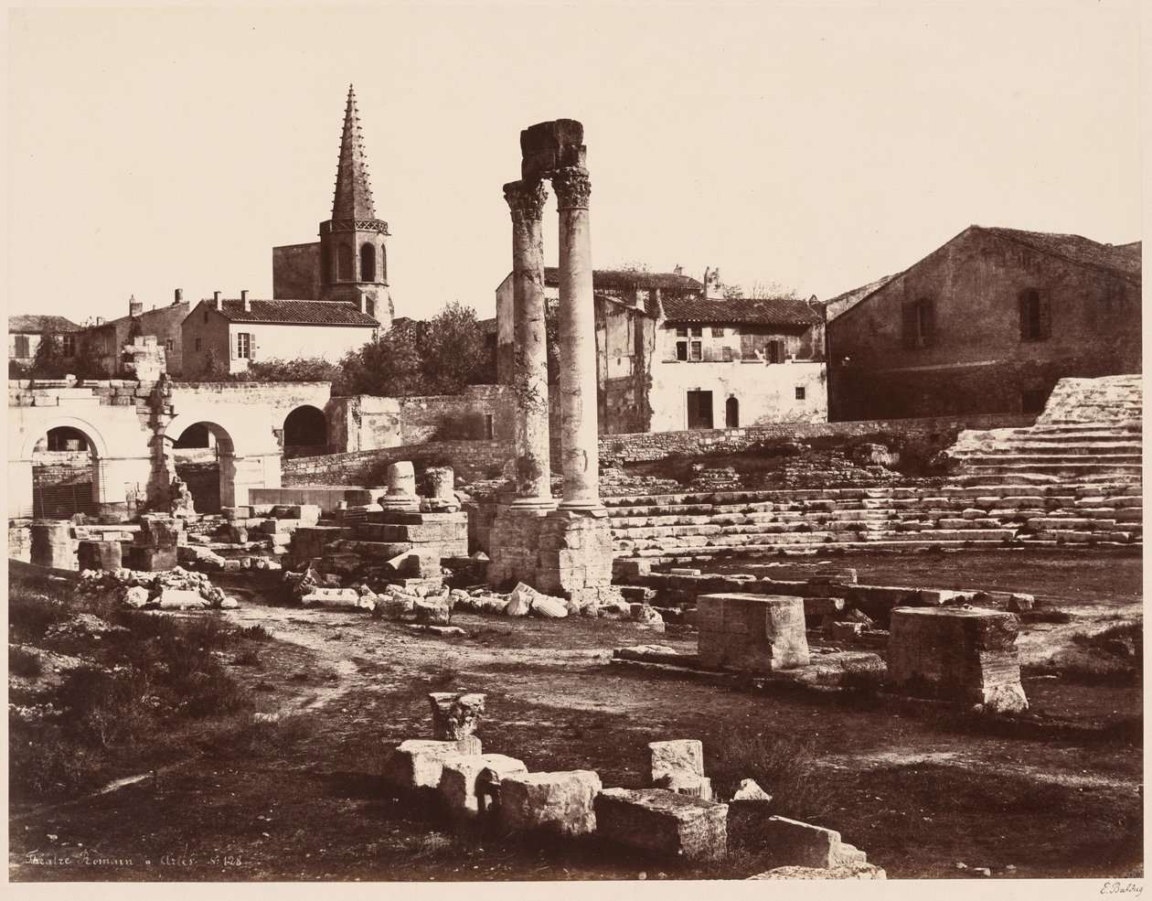 Theatre Romain a Arles (Římské divadlo v Arles),c. 1855 (foto) od Edouard Denis Baldus