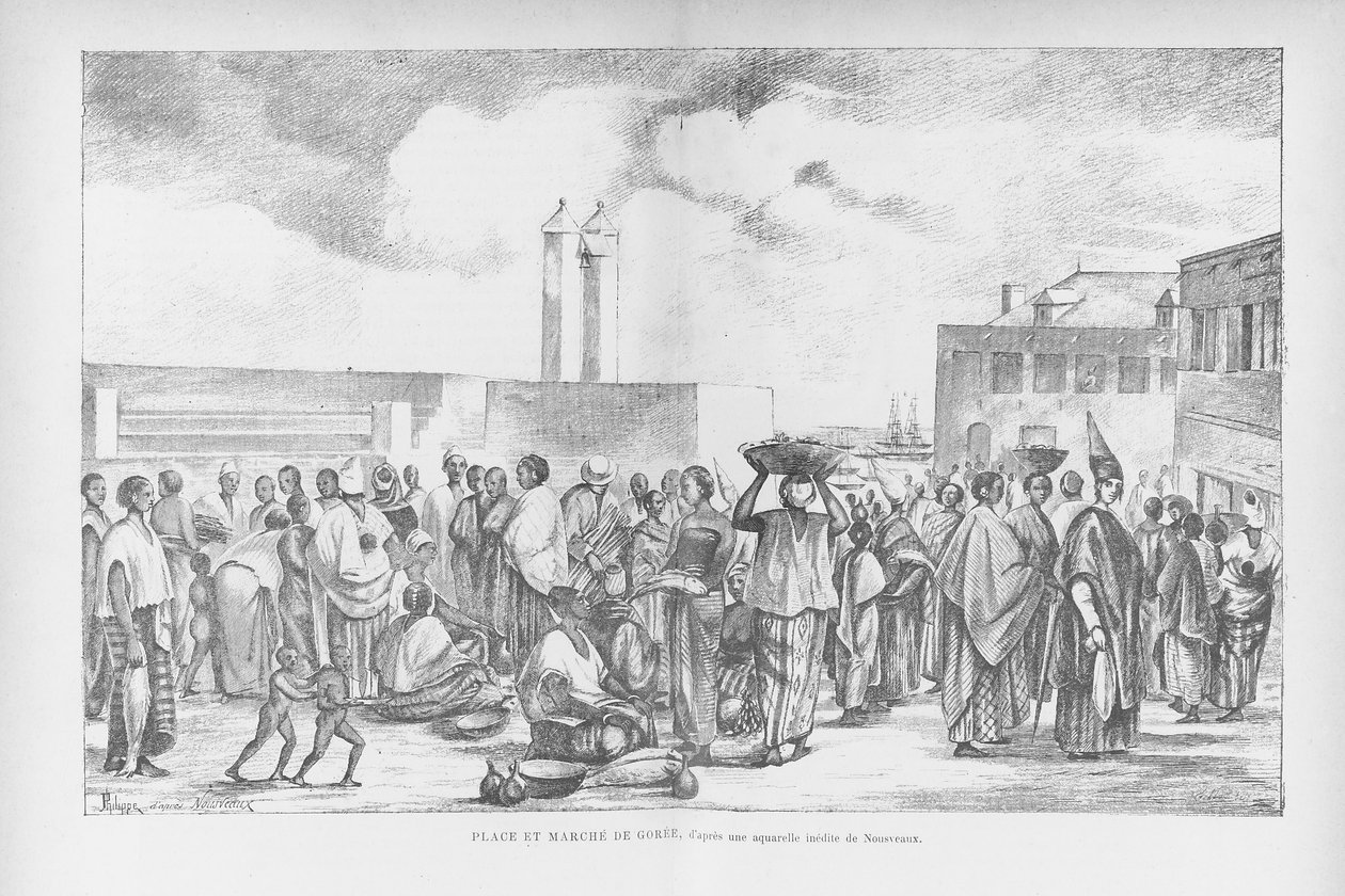 Tržiště v Goree, ilustrace z "Cote Occidentale d"Afrique..." od Henriho Freye, 1890 od Edouard Auguste Nousveaux