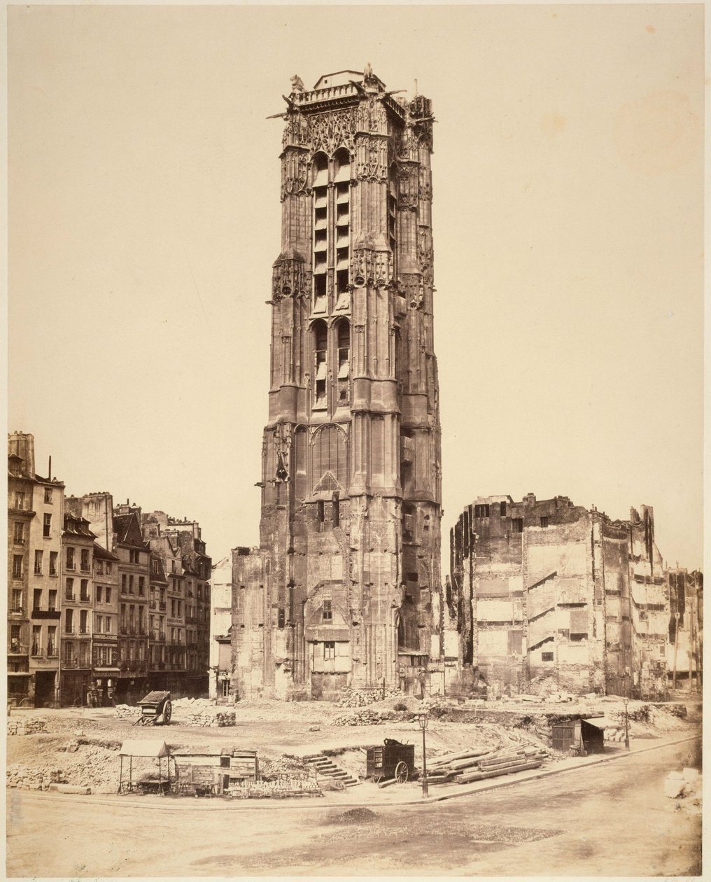 Věž Saint-Jacques před restaurováním. 4. obvod, Paříž. od Édouard Baldus