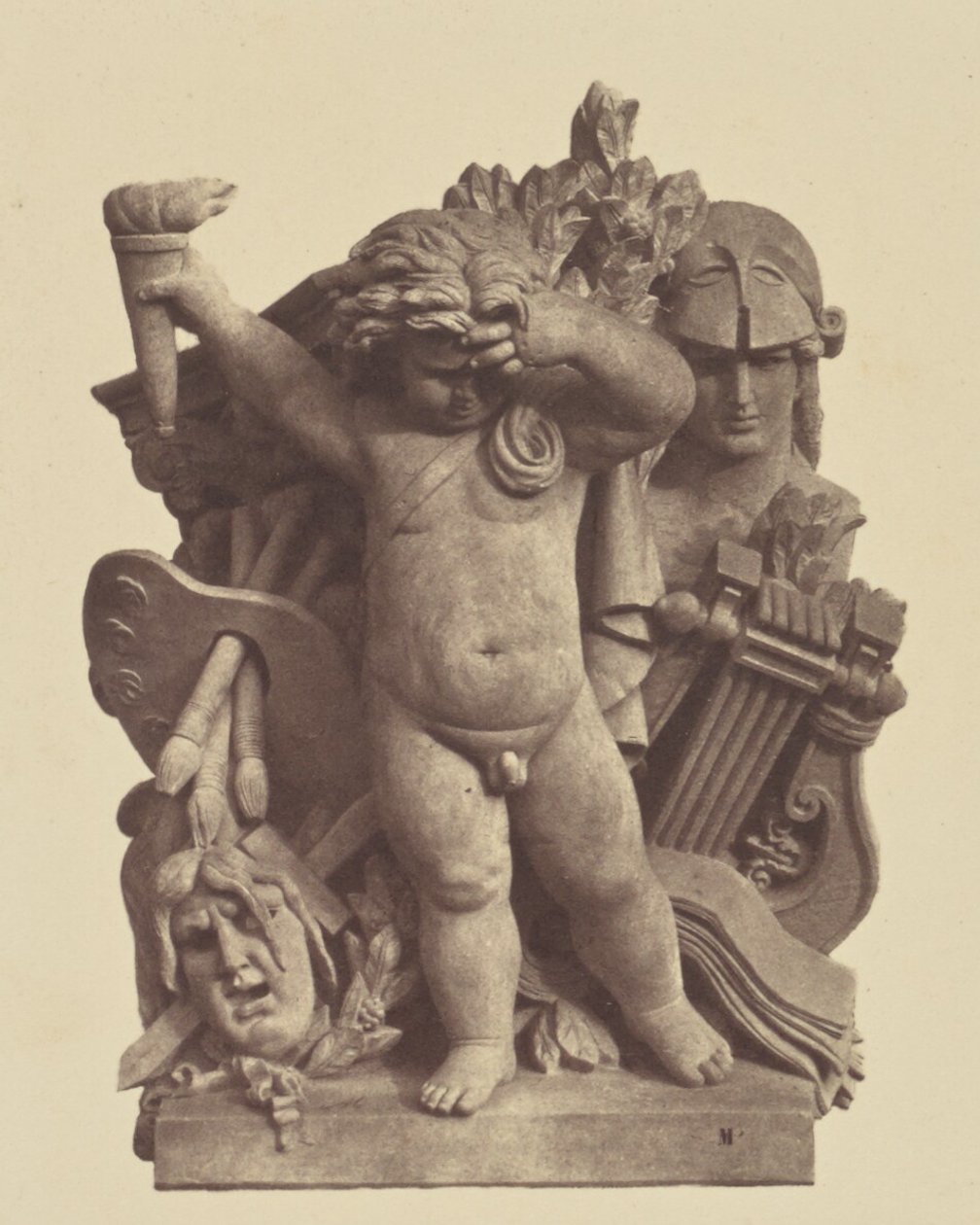 ["Les Beaux-arts", Socha Nicolase Guillemina, výzdoba Louvru, Paříž] od Édouard Baldus