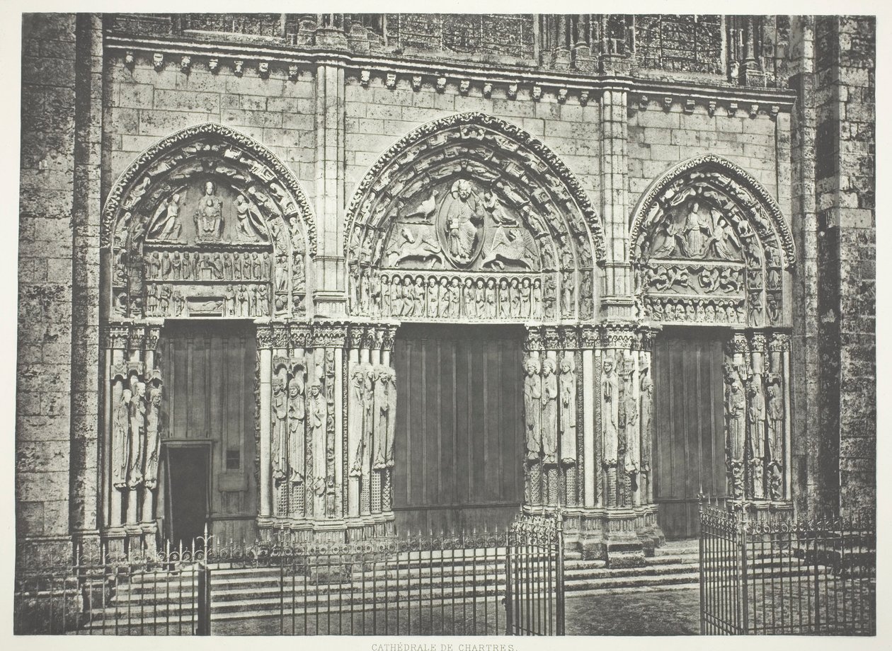 Hlavní portál, katedrála Chartres od Édouard Baldus