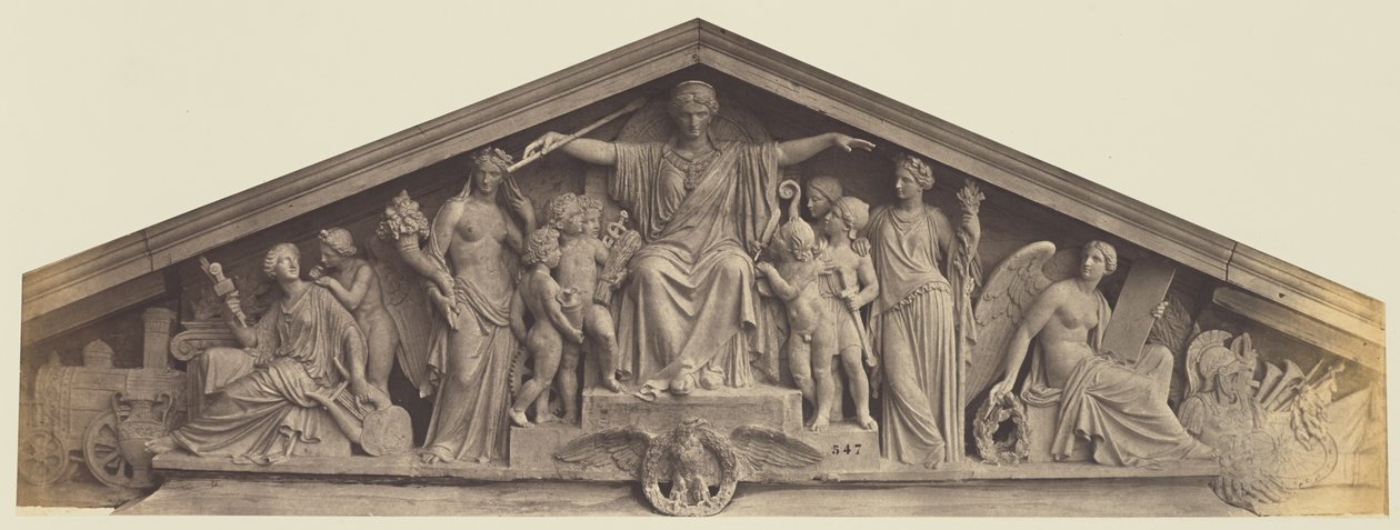 Štít pavilonu Richelieu, Louvre, Paříž od Édouard Baldus
