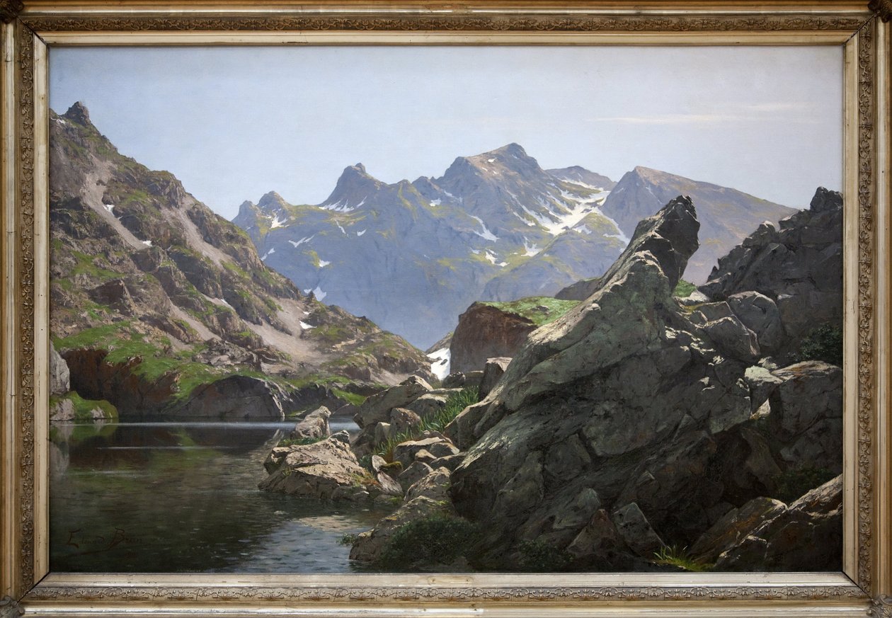 Jezero merlat, olejomalba Edouarda Bruna (1860-1935) z roku 1901, jezero se nachází v řetězci Belledonne v Isere. Photophraphie, KIM Youngtae, Grenoble, Musee de Grenoble. od Edouard Brun