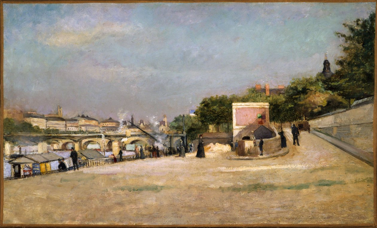 Pont des Arts a Pont-Neuf, pohled z břehu Pont des Saints-Pères, kolem roku 1880 (olej na plátně) od Edouard Cremieux
