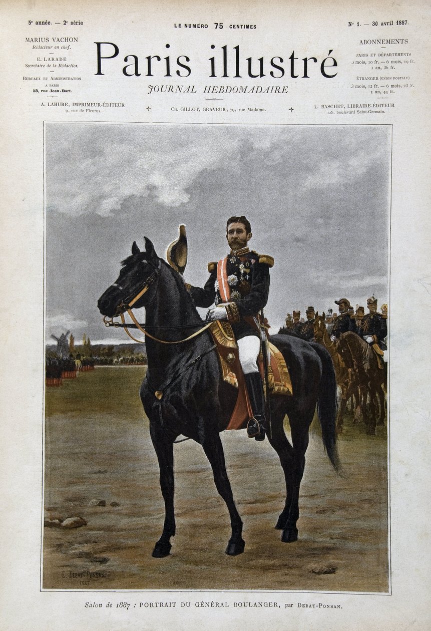 Jezdecký portrét generála Georgese Boulangera (1837-1891), politika „po Edouard Debat Ponsan (Debat-Ponsan od Edouard Debat Ponsan