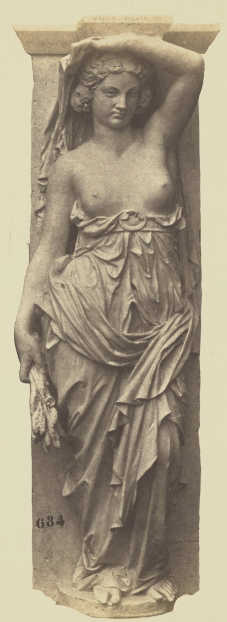 Caryatid od Victora Vilaina, výzdoba Louvru, Paříž od Edouard Denis Baldus