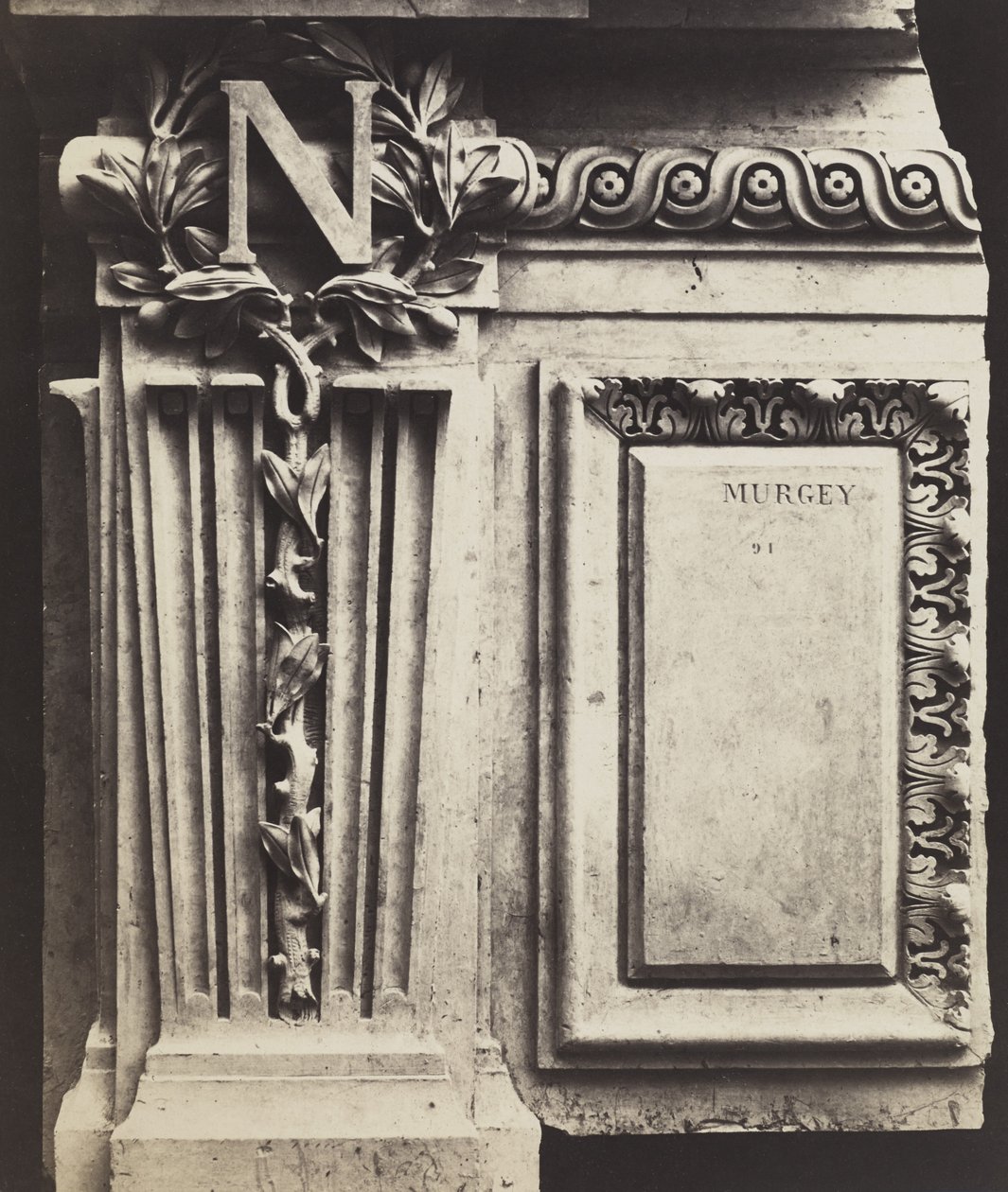Dekorativní prvek, Nový Louvre, cca 1856 (albumenový stříbrný tisk ze skleněného negativu) od Edouard Denis Baldus