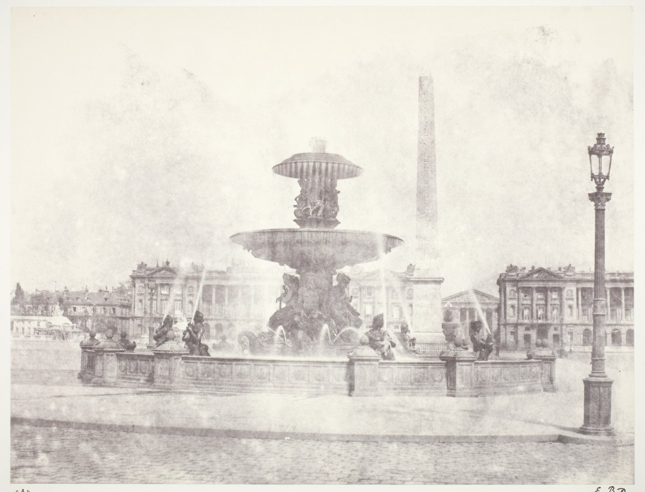 Fontána, Place de la Concorde, Paříž od Edouard Denis Baldus