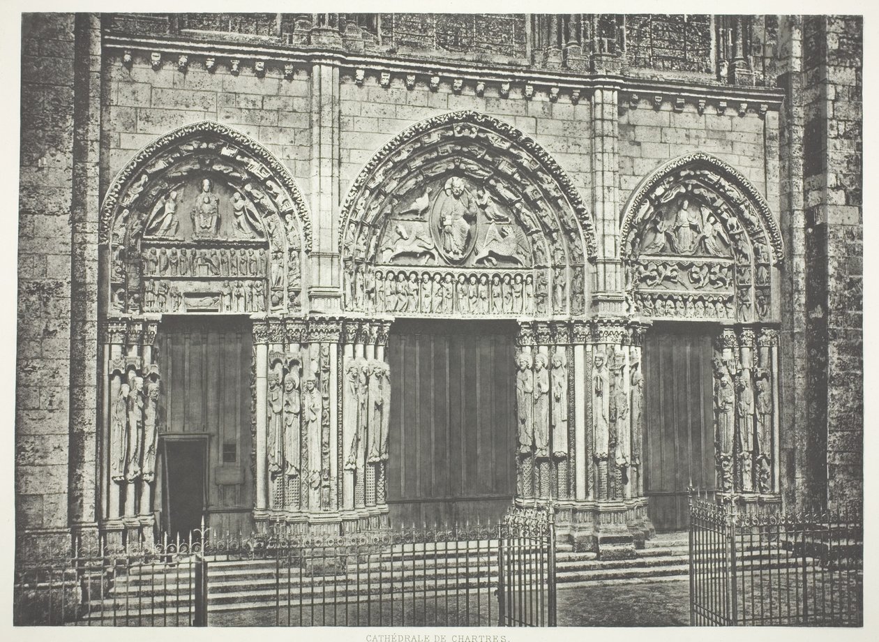 Hlavní portál, katedrála Chartres od Edouard Denis Baldus