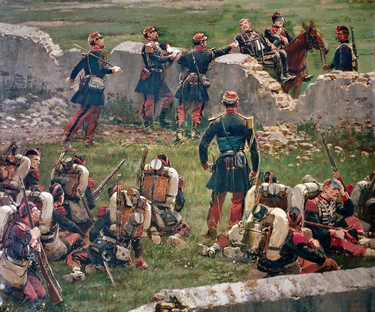 Večer bitvy u Rezonville Gravelotte. Granátníci císařské gardy na odpočinku, 16. srpna od Jean Baptiste Edouard Detaille