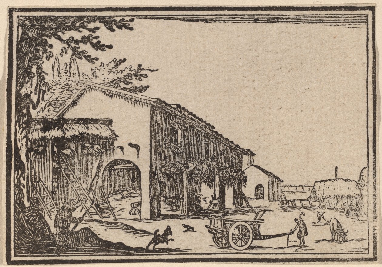 Nádvoří farmy od Edouard Eckman after Jacques Callot