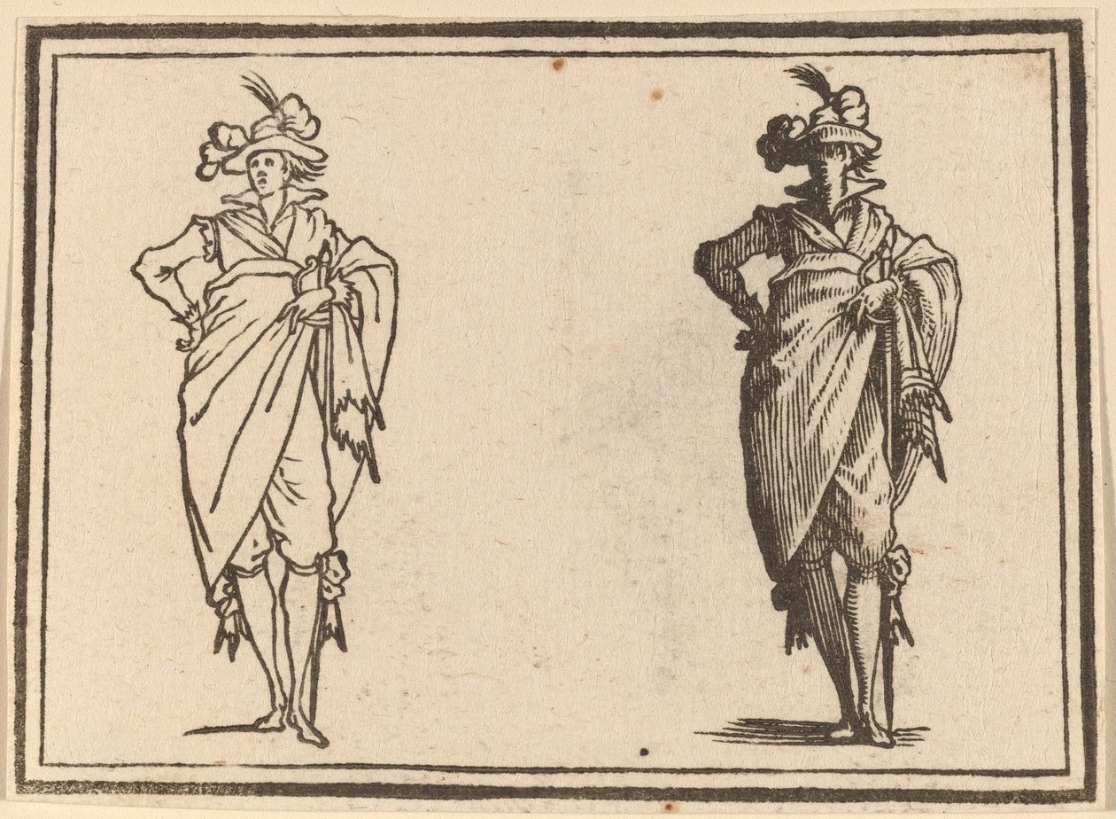 Gentleman při pohledu zepředu s rukou na bocích od Edouard Eckman after Jacques Callot