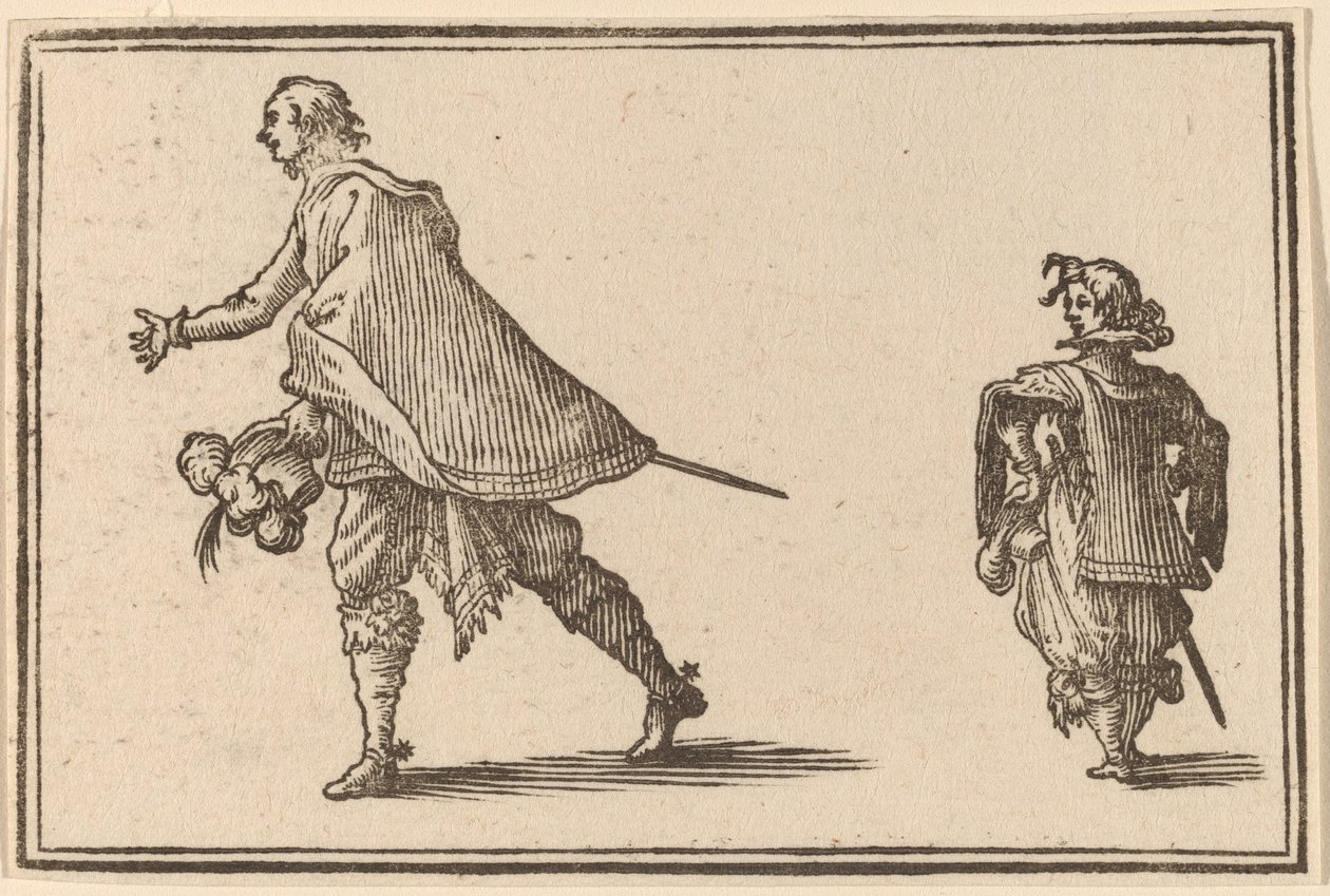 Gentleman a jeho stránka od Edouard Eckman after Jacques Callot