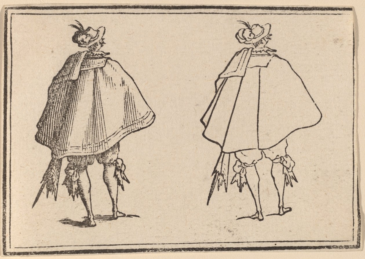 Gentleman ve velkém plášti, při pohledu zezadu od Edouard Eckman after Jacques Callot