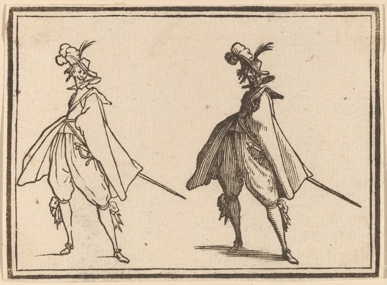 Gentleman ve velkém plášti, pohled zepředu od Edouard Eckman after Jacques Callot
