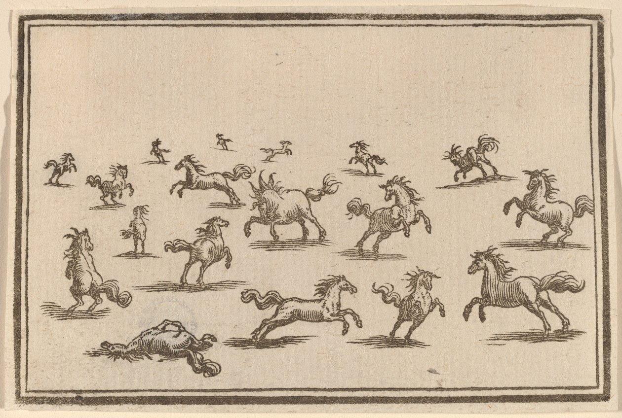 Koně běží od Edouard Eckman after Jacques Callot
