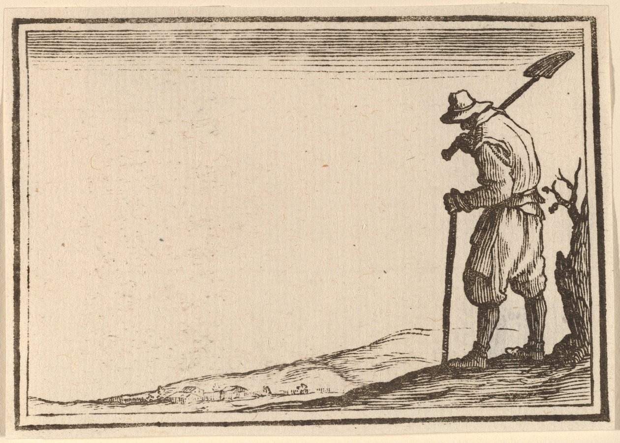 Rolník s lopatou na rameni od Edouard Eckman after Jacques Callot