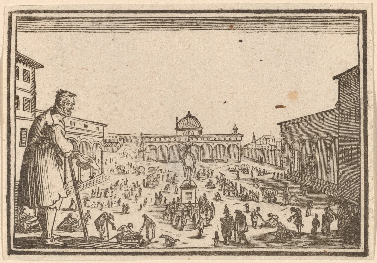 Piazza SS. Annunziata, Florencie od Edouard Eckman after Jacques Callot