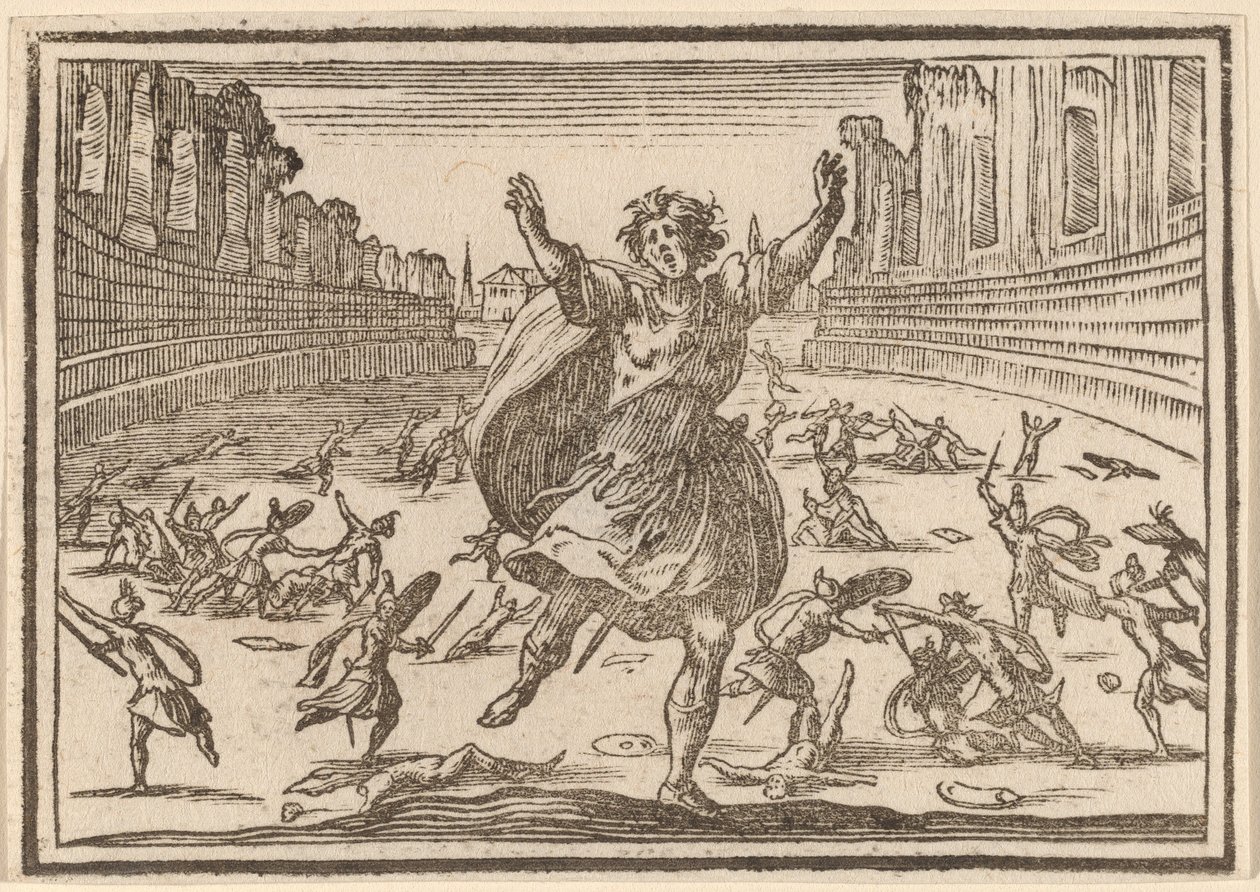 Potyčka v římském cirkusu od Edouard Eckman after Jacques Callot
