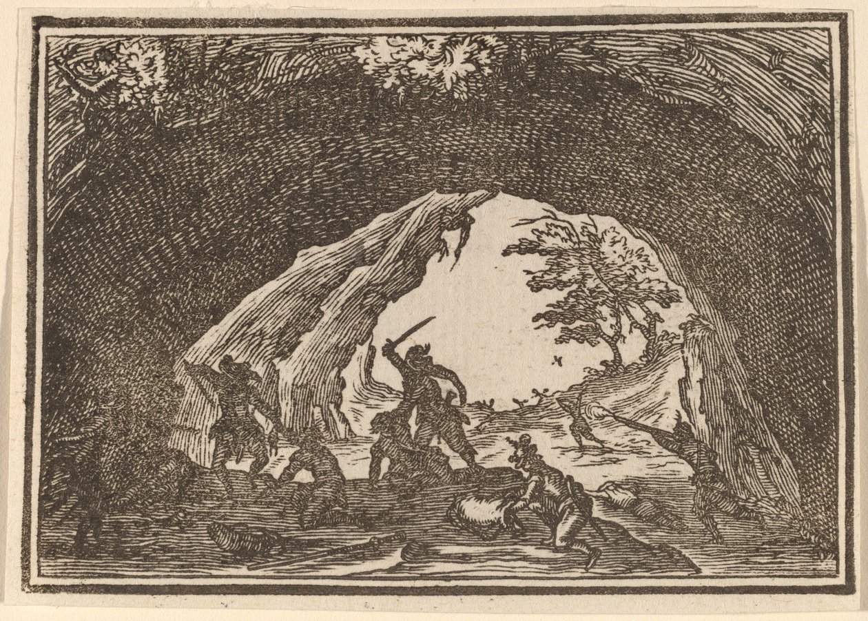 Vojáci útočící na lupiče od Edouard Eckman after Jacques Callot