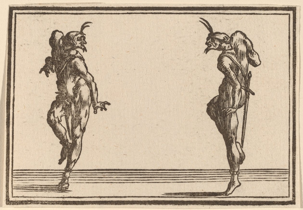 Tančící dva Pantaloony od Edouard Eckman after Jacques Callot