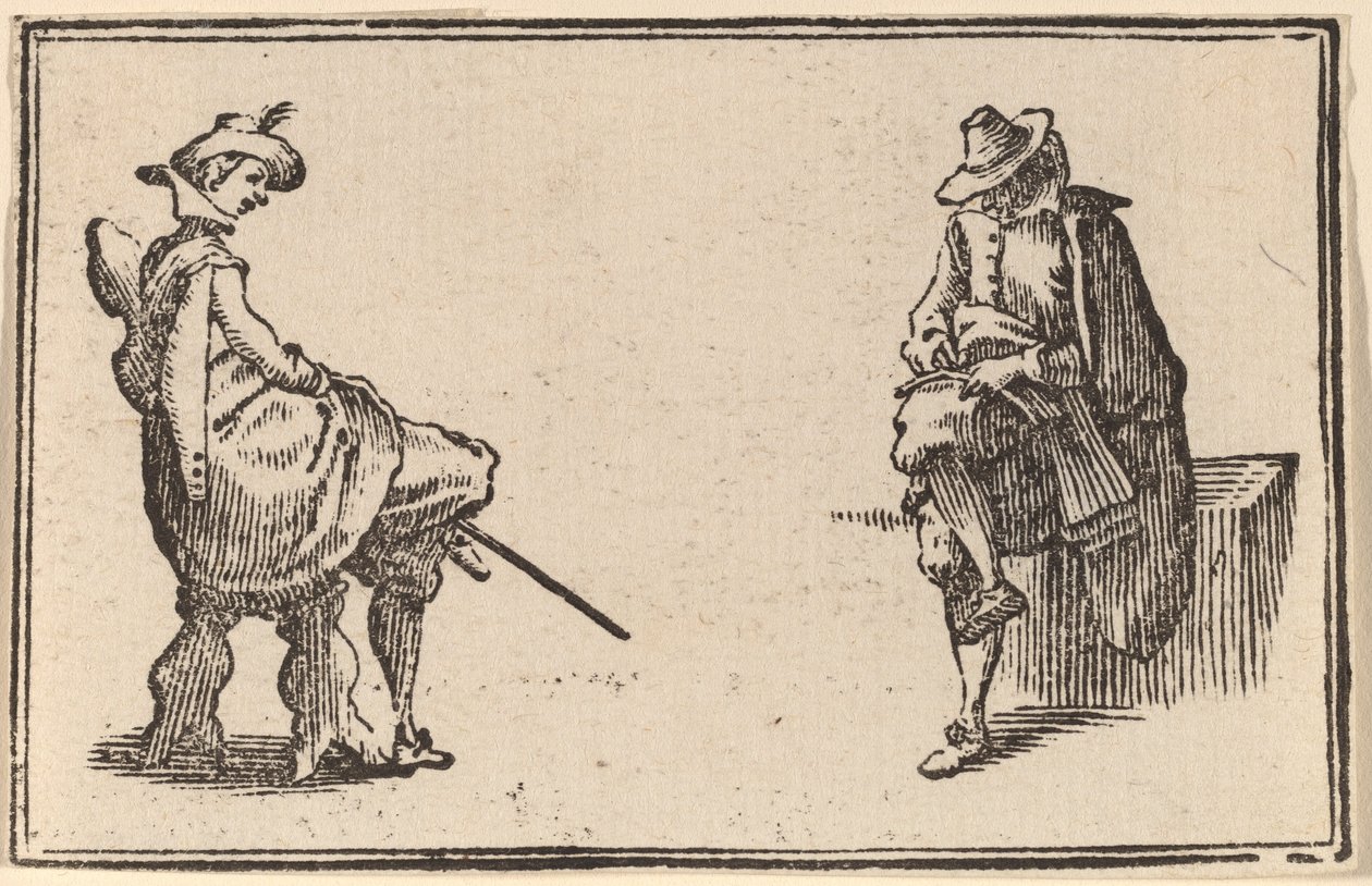 Dvě sedící postavy od Edouard Eckman after Jacques Callot