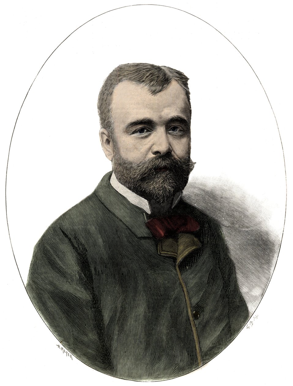 Portrét Ernesta Lavisse (1842-1922), francouzského historika a akademika - rytina Navellier v „Le journal illustrious““ z roku 1892 od Edouard Felicien Eugene Navellier