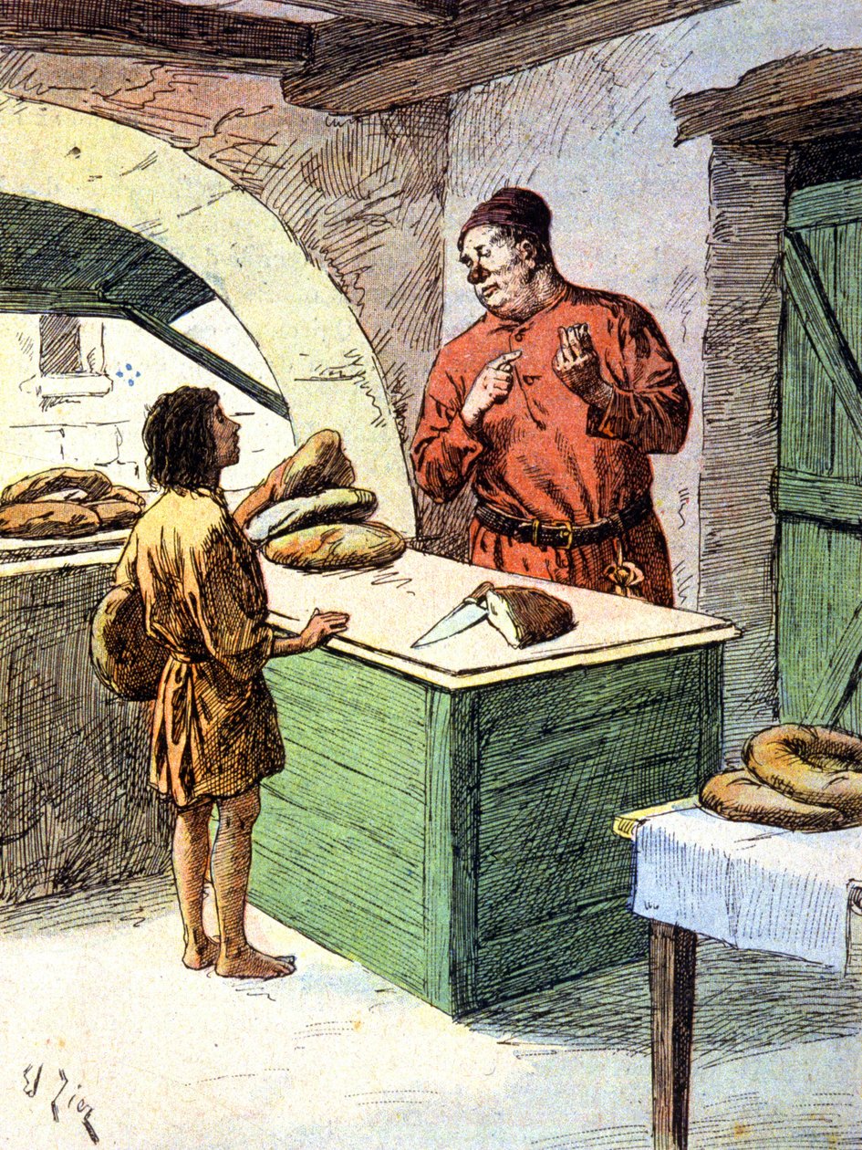 Pekař ve středověku, cca 1900 (rytina) od Edouard Francois Zier