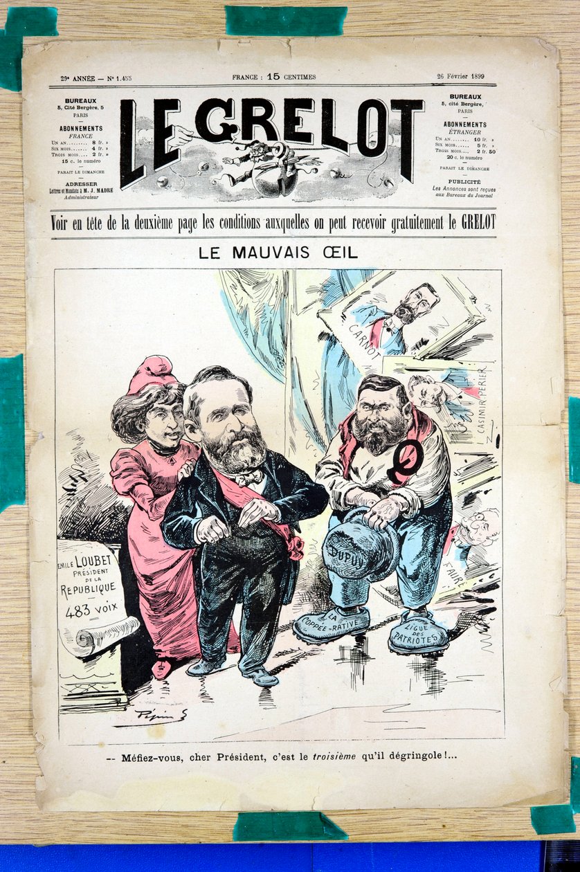 Obálka „“ Le Grelot “, Satirický v barvách od Edouard Guillaumin Pepin