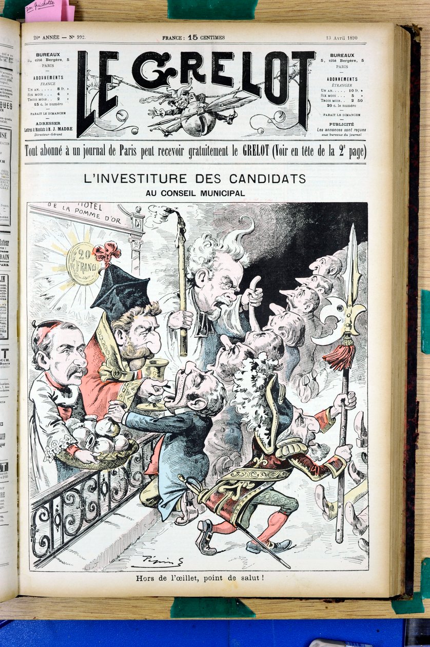 Obálka „“ Le Grelot “, číslo 992, Satirique en B & B od Edouard Guillaumin Pepin