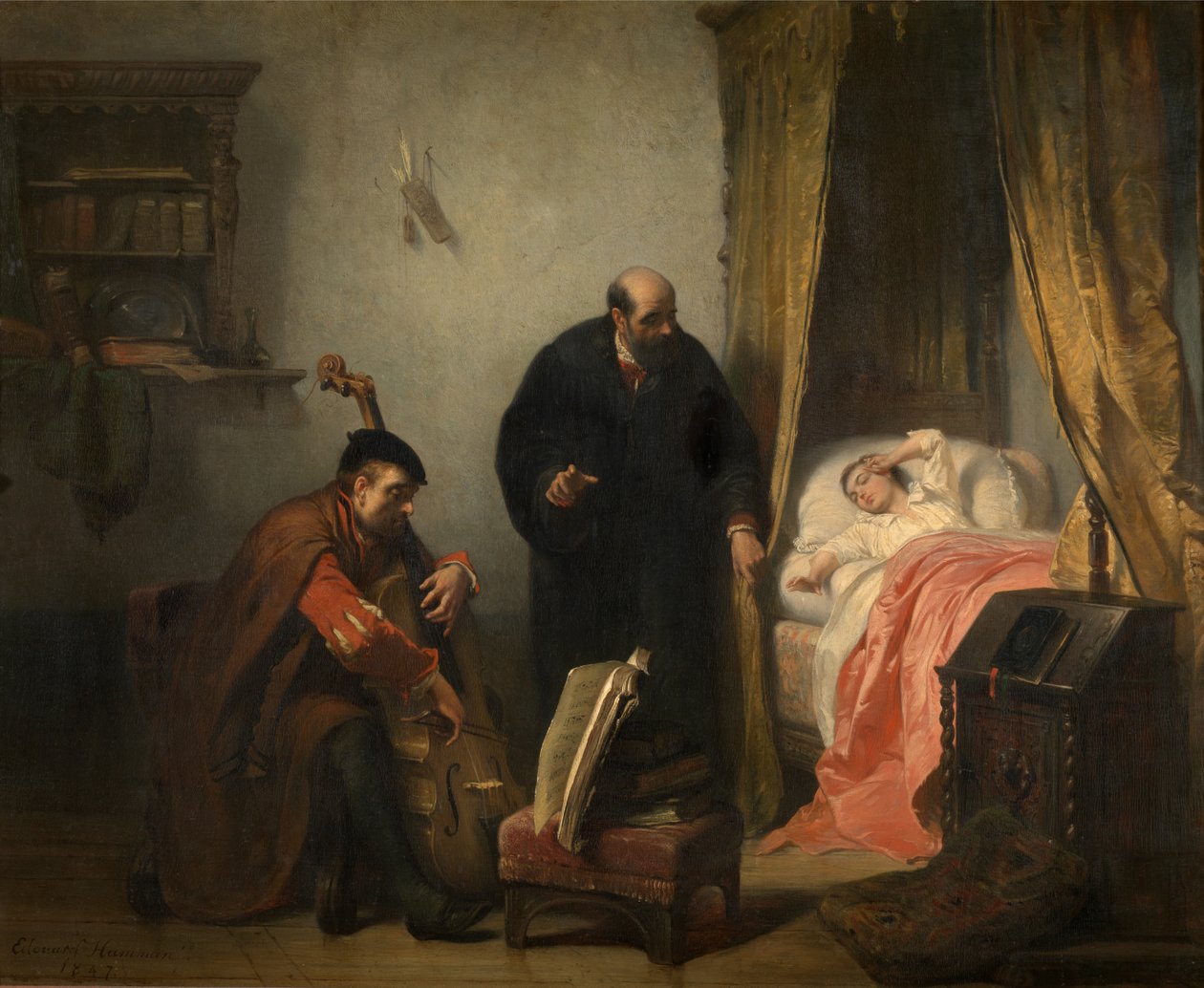Probuzení Michela de Montaigne od Edouard Jean Conrad Hamman