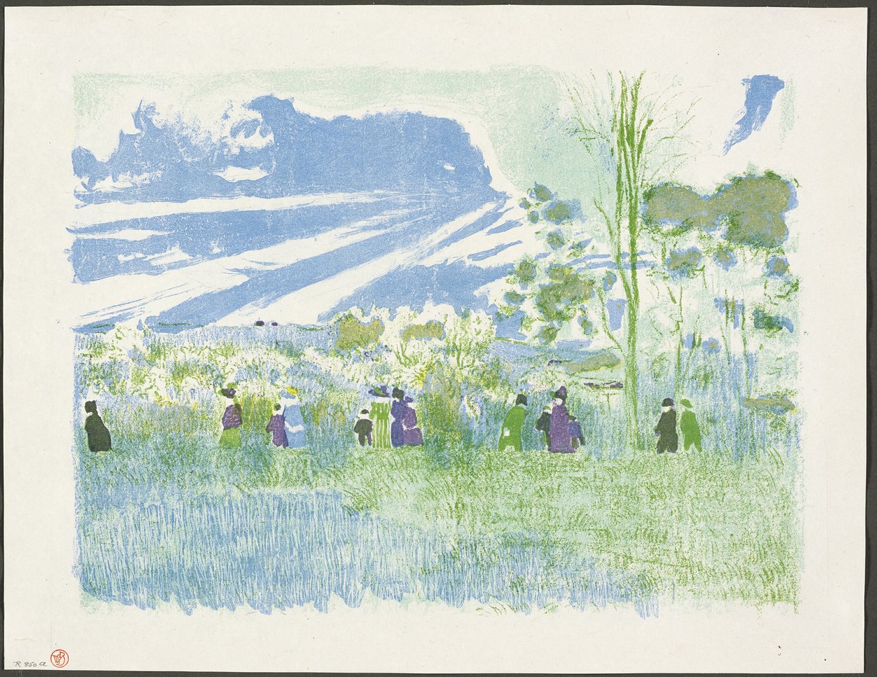 Přes pole, třetí deska z knihy Krajiny a interiéry od Édouard Jean Vuillard
