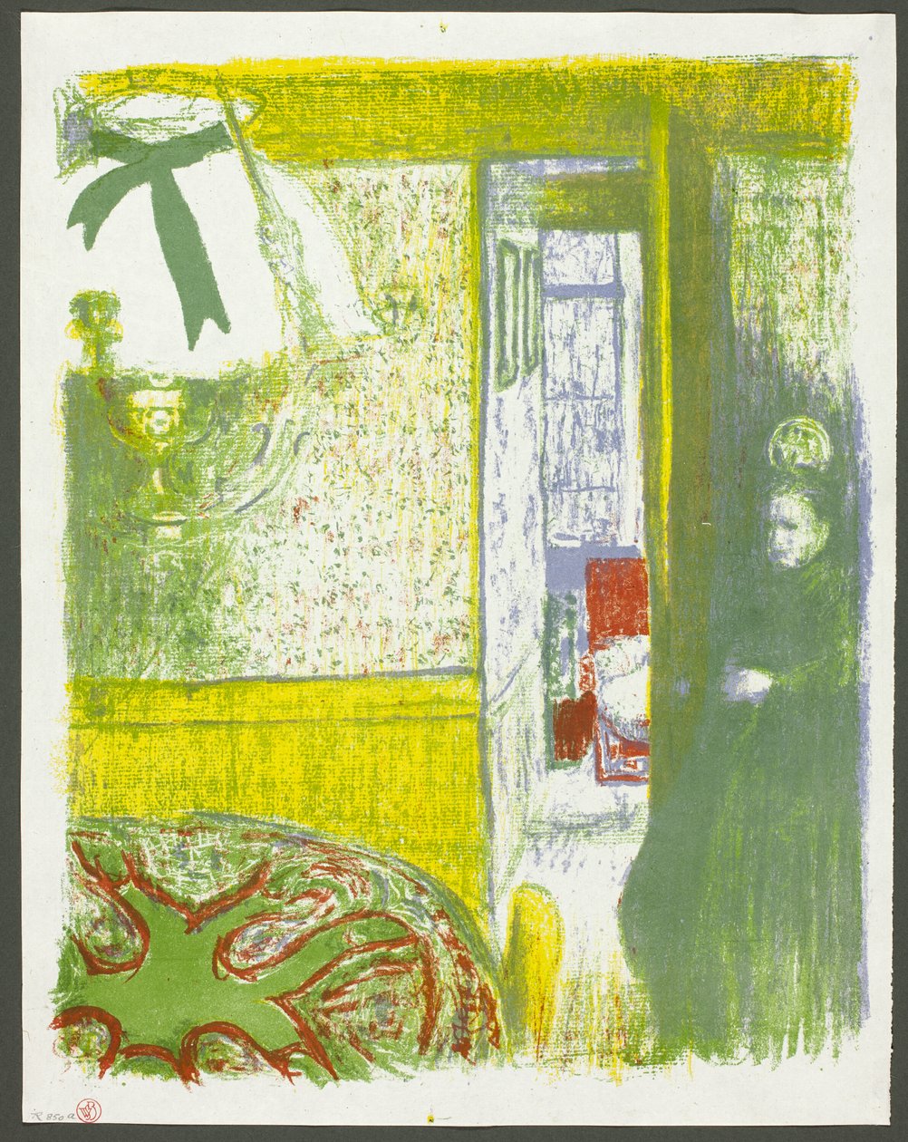 Interiér se závěsnou lampou, čtvrtý talíř z knihy Krajiny a interiéry od Édouard Jean Vuillard