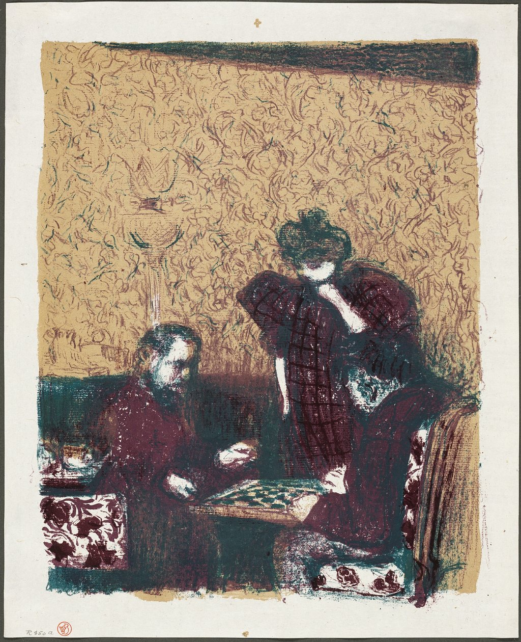 Hra v dámu, deska jedna z knihy Krajiny a interiéry od Édouard Jean Vuillard