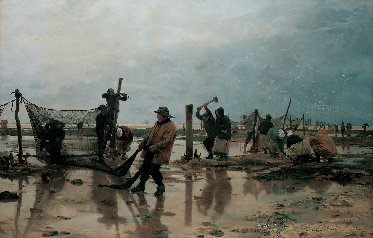 Upevňování sítí, 1885 od Edouard Joseph Dantan