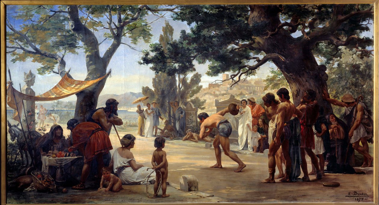 Řecký starověk: „Hra s diskem“ (discobolus) malíř Joseph Dantan (1848-1897) 1875 Rouen, Museum of Fine Arts od Edouard Joseph Dantan