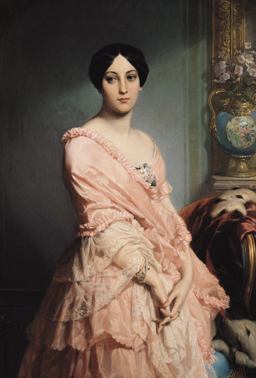 Portrét Madame F, 1850-51 od Edouard Louis Dubufe