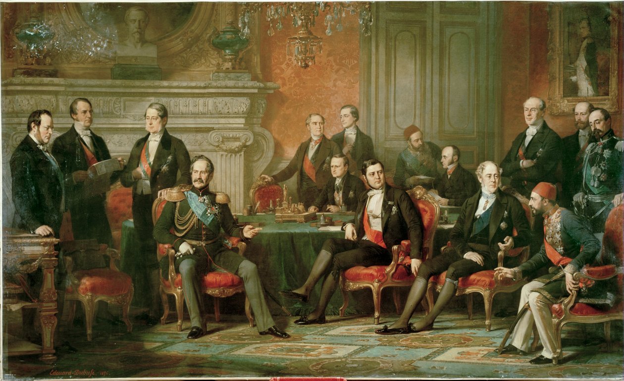 Pařížský kongres ukončující krymskou válku (malba na plátně) od Edouard Louis Dubufe