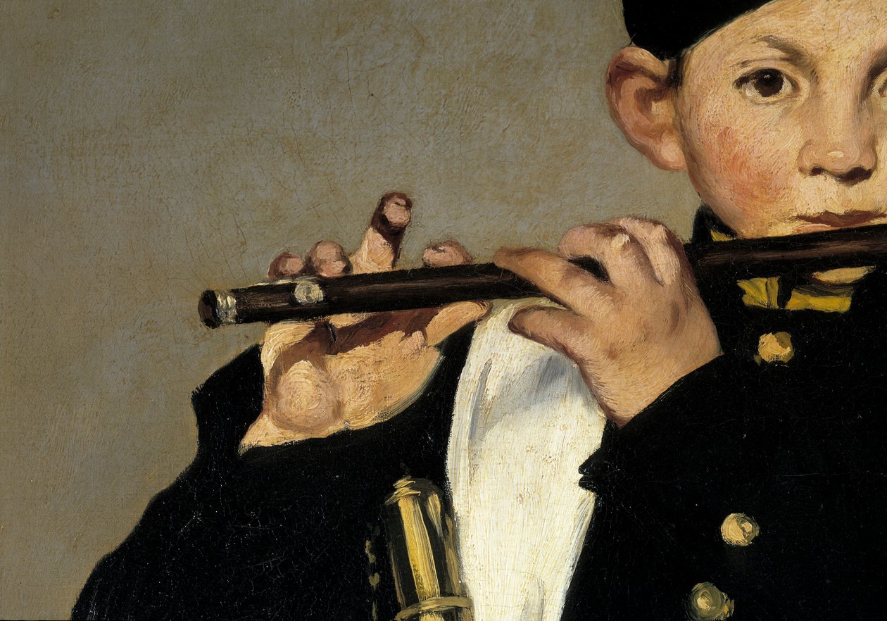 Hráč na flétnu. Detail. Malba Edouarda Maneta od Édouard Manet