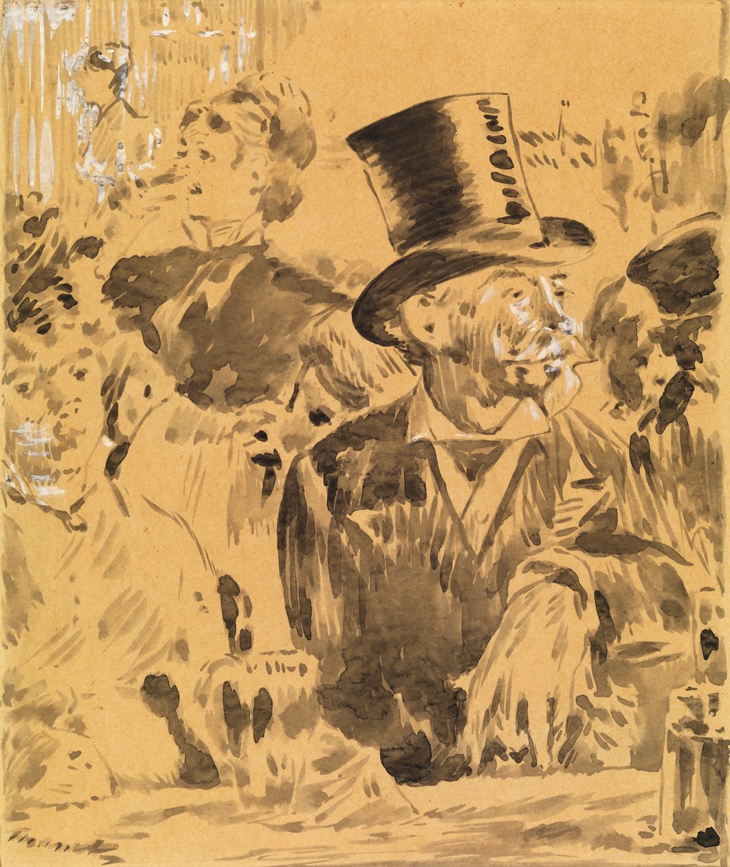 Cafessa, n. 1880 (pesu ja kiinalainen valkoinen paperilla) od Édouard Manet