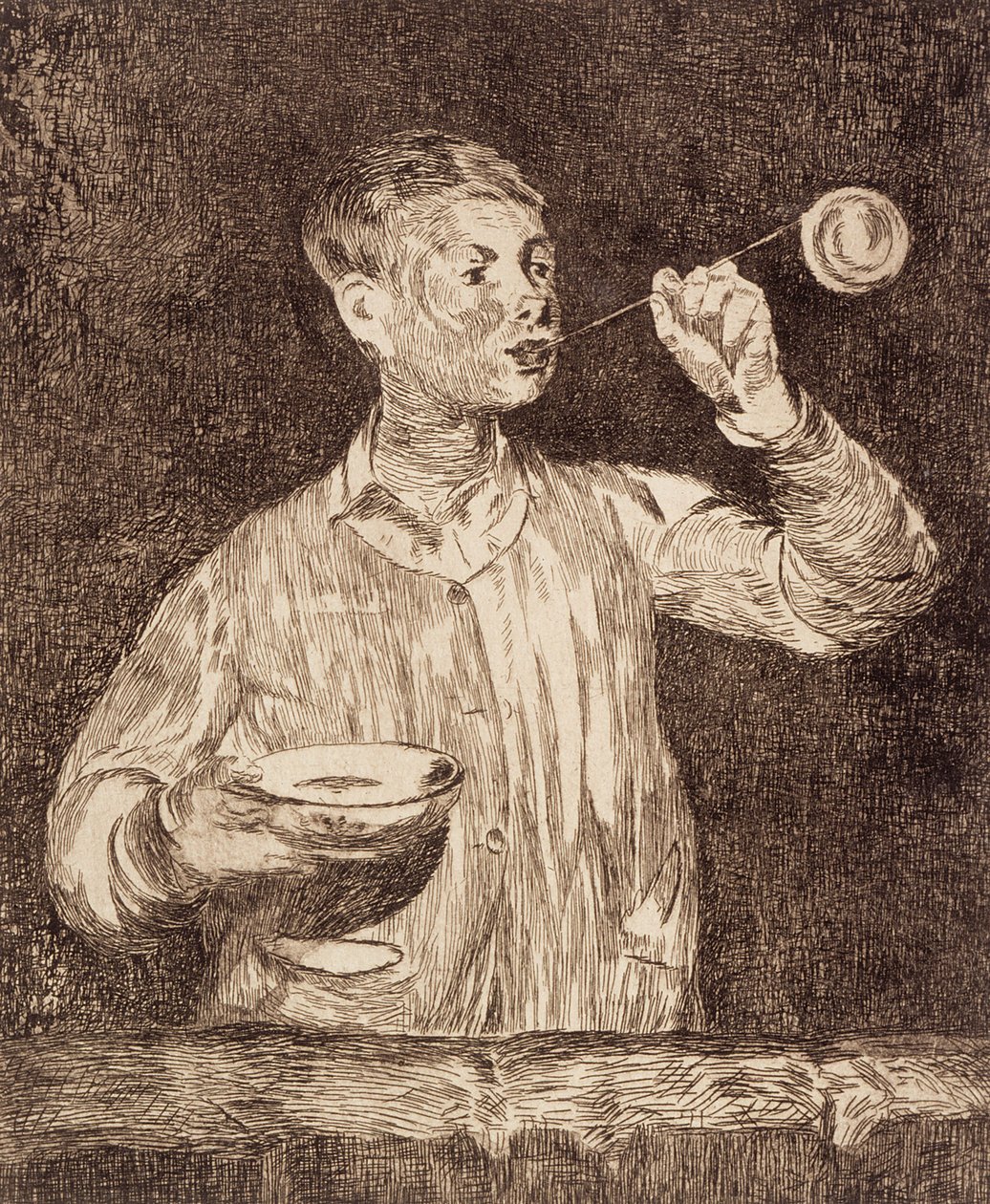 Chlapec foukající mýdlové bubliny od Édouard Manet