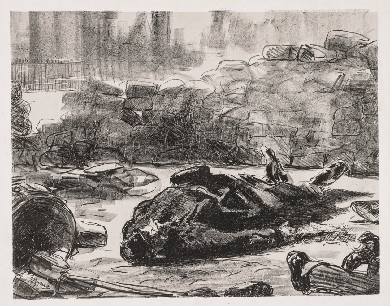 Občanská válka (Scéna Pařížské komuny) od Édouard Manet